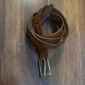 VALMARS Brown Leather Semi Braided Women's Belt XL